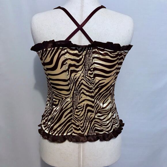 Check Me First NWT Brown and Taupe Zebra Print Bustier Women Various - Picture 7 of 13